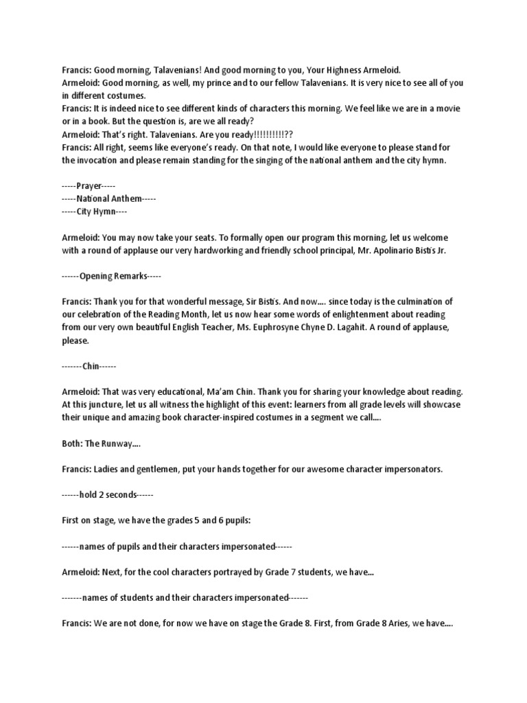 Script For Emcees Pdf