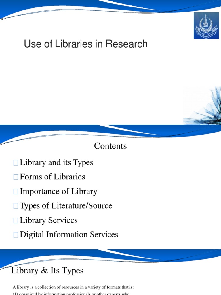 Use of Libraries PDF Libraries Digital Library