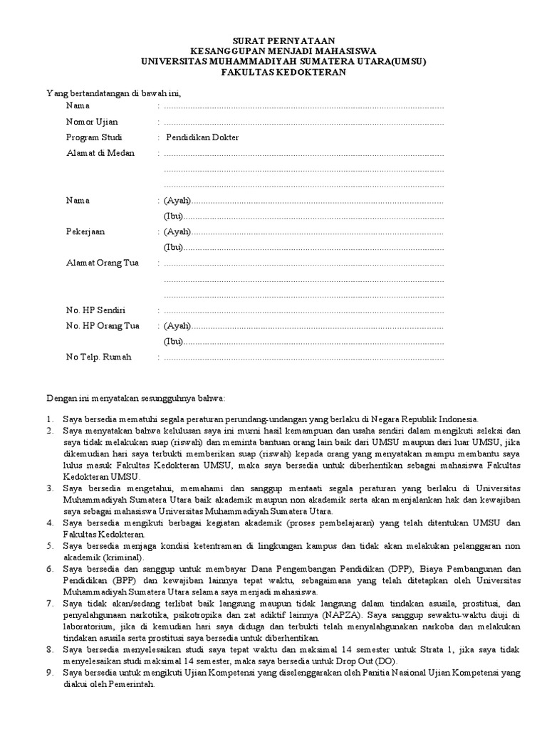 SURAT_PERNYATAAN_KESANGGUPAN_MENJADI_MAHASISWA_BARU_2017_FK | PDF