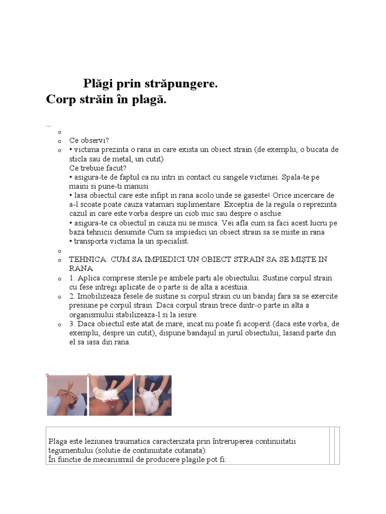 Plăgi Prin Străpungere. Corp Străin În Plagă | PDF