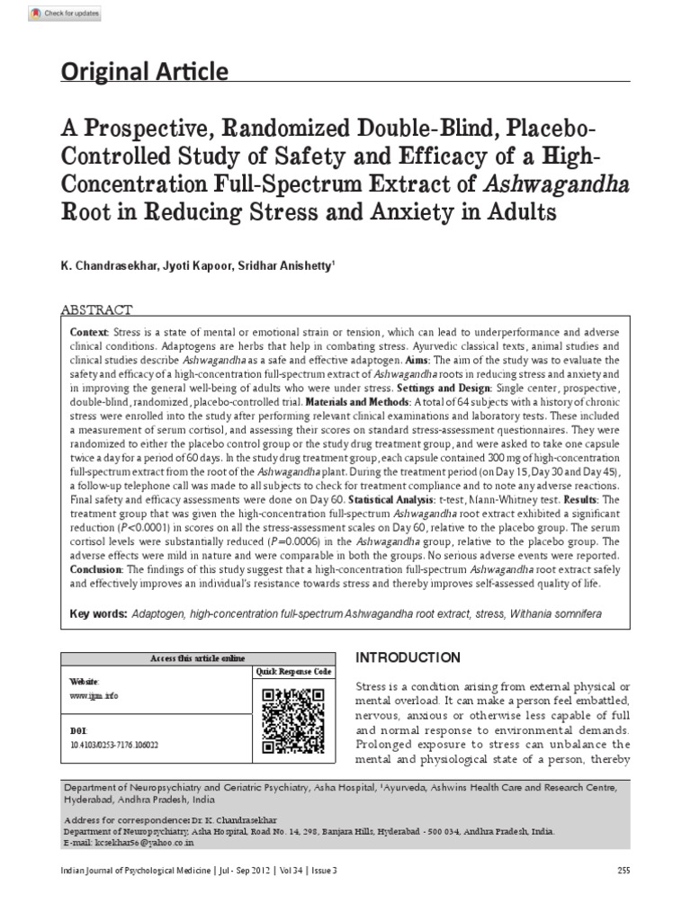 Chandrasekhar Et Al 2012 A Prospective Randomized Double Blind Placebo