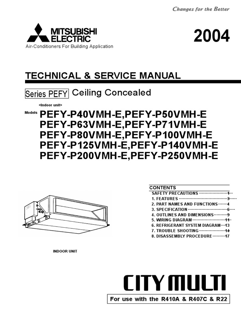 Mitsubishi Electric PEFYP VMHE Service Manual Eng PDF Pipe (Fluid Conveyance) Air
