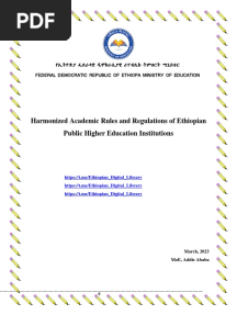 Harmonised Academic Rules and Regulations of Ethiopian Public Higher Education Institutions March 2023