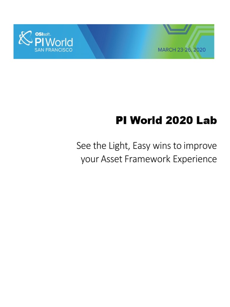 PI World 2020: Asset Framework Tips | PDF | Computing | Information ...