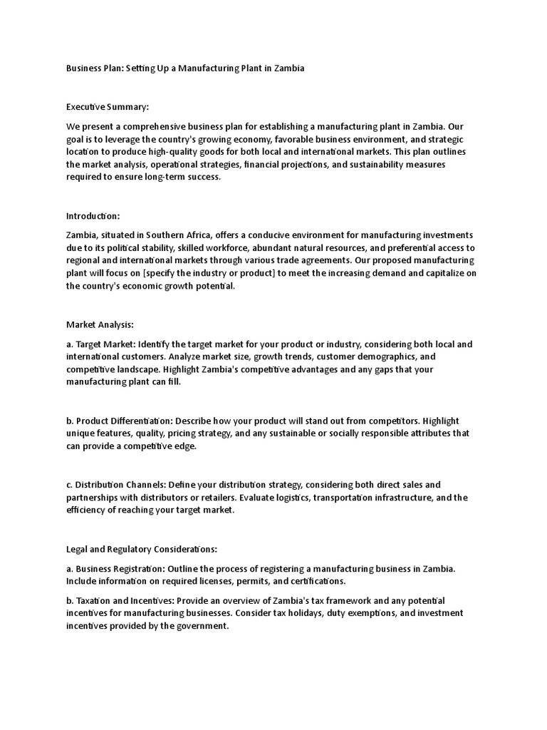 manufacturing-plant-in-zambia-business-plan-pdf-market-economics