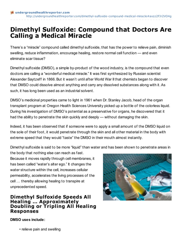 Dimethyl Sulfoxide | PDF | Dimethyl Sulfoxide | Osteoarthritis