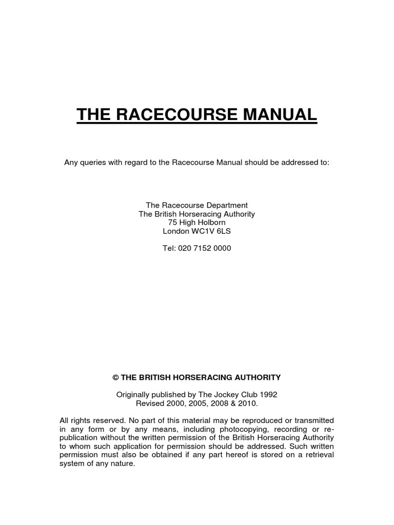 Racecourse Facilities Specification Guide | PDF | Horse Racing | Closed ...