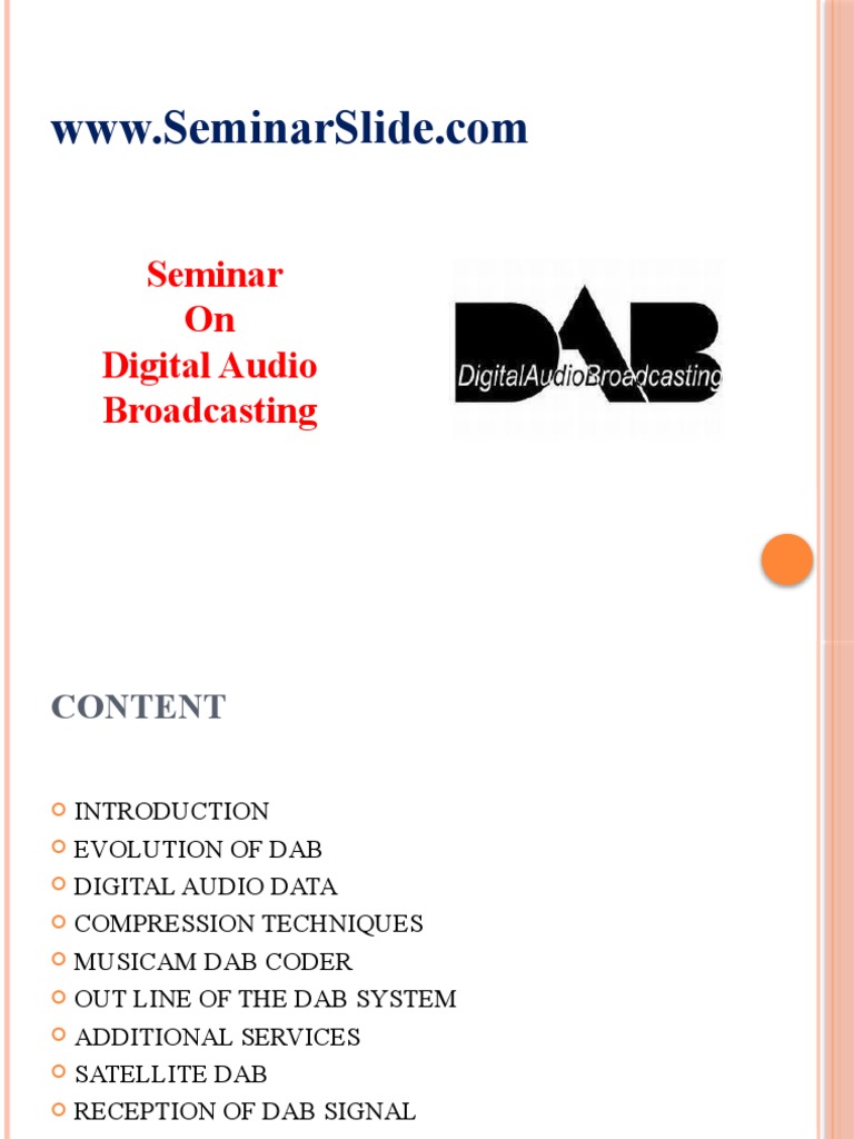 Digital Audio Broadcasting Overview | PDF | Orthogonal Frequency ...