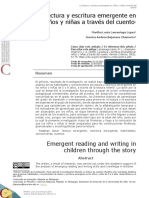 La Lectura y Escritura Emergente en Niños y Niñas A Través Del Cuento