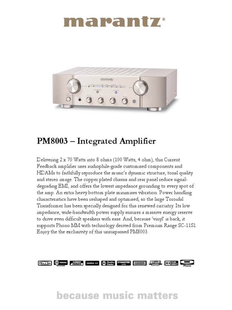PM8003 Integrated Amplifier PDF Amplifier Information And Communications Technology