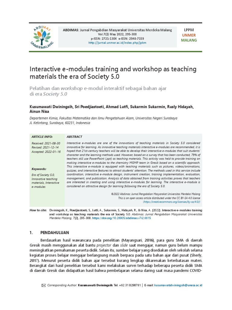E-Module Training for Society 5.0 Teaching | PDF