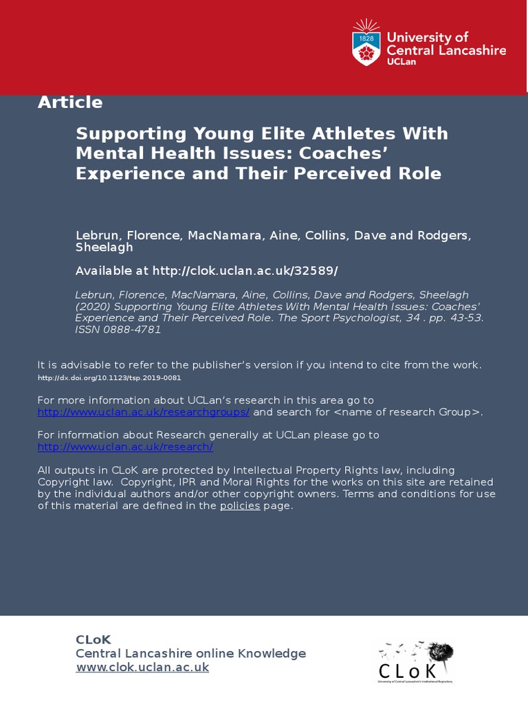 32589 Supporting Young Elite Athletes With Mental Health Issues Coaches