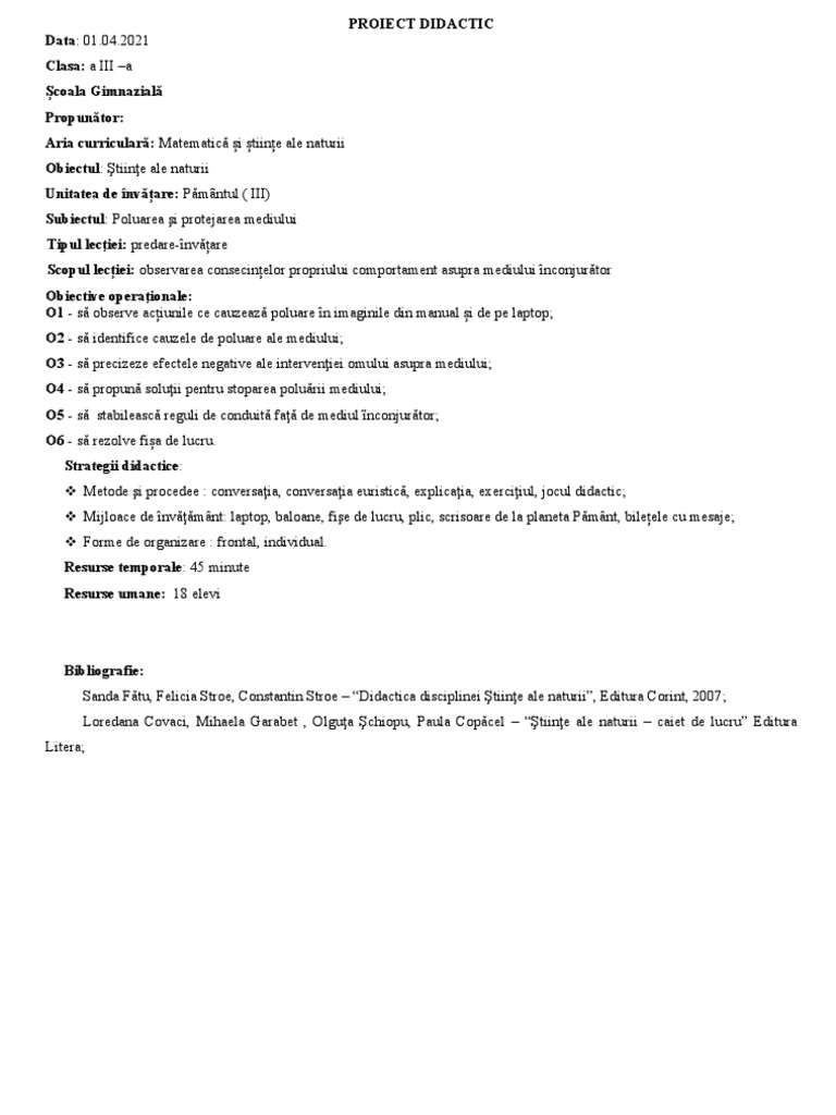 15 Proiect Stiinte | PDF