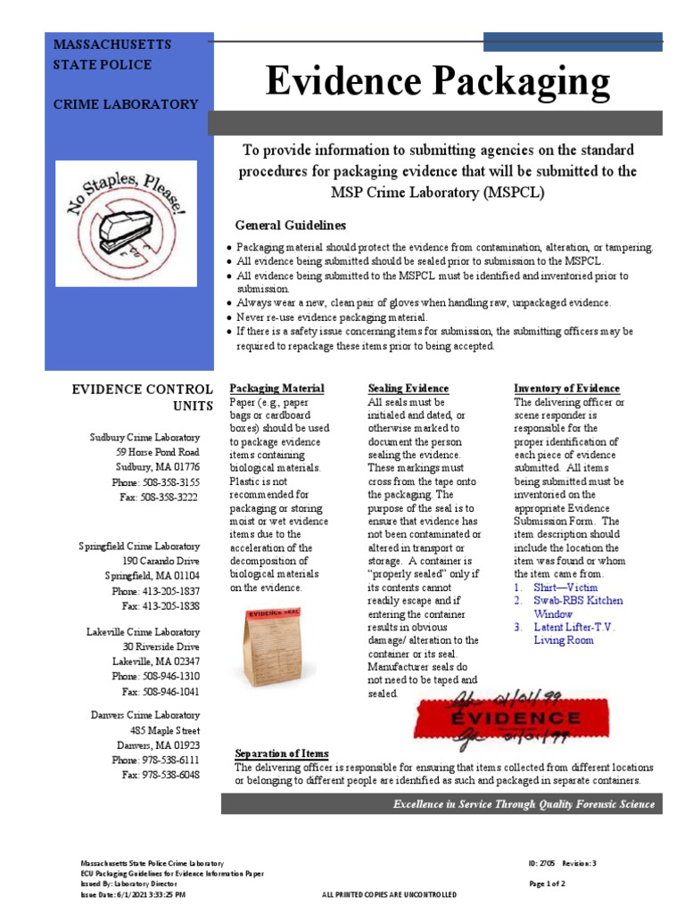 ECU Packaging Guidelines For Evidence Information Paper-2705-3 | PDF ...