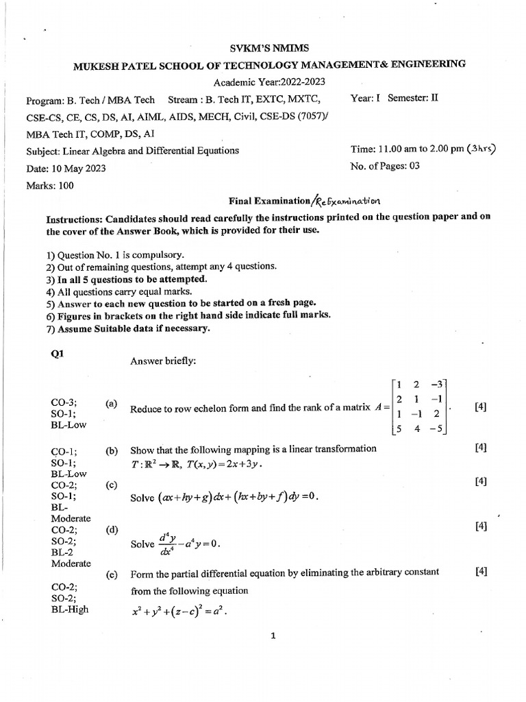 Linear Algebra and Differential Equations Wfv4e3llvi | PDF