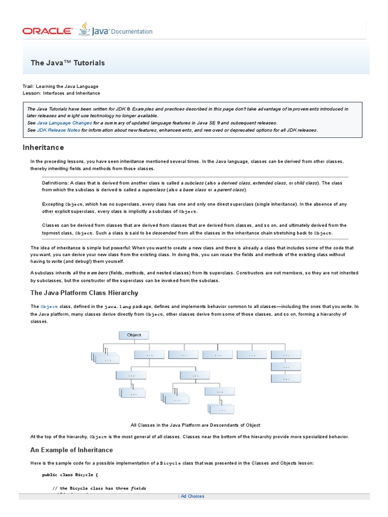 Inheritance (The Java™ Tutorials - Learning The Java Language ...
