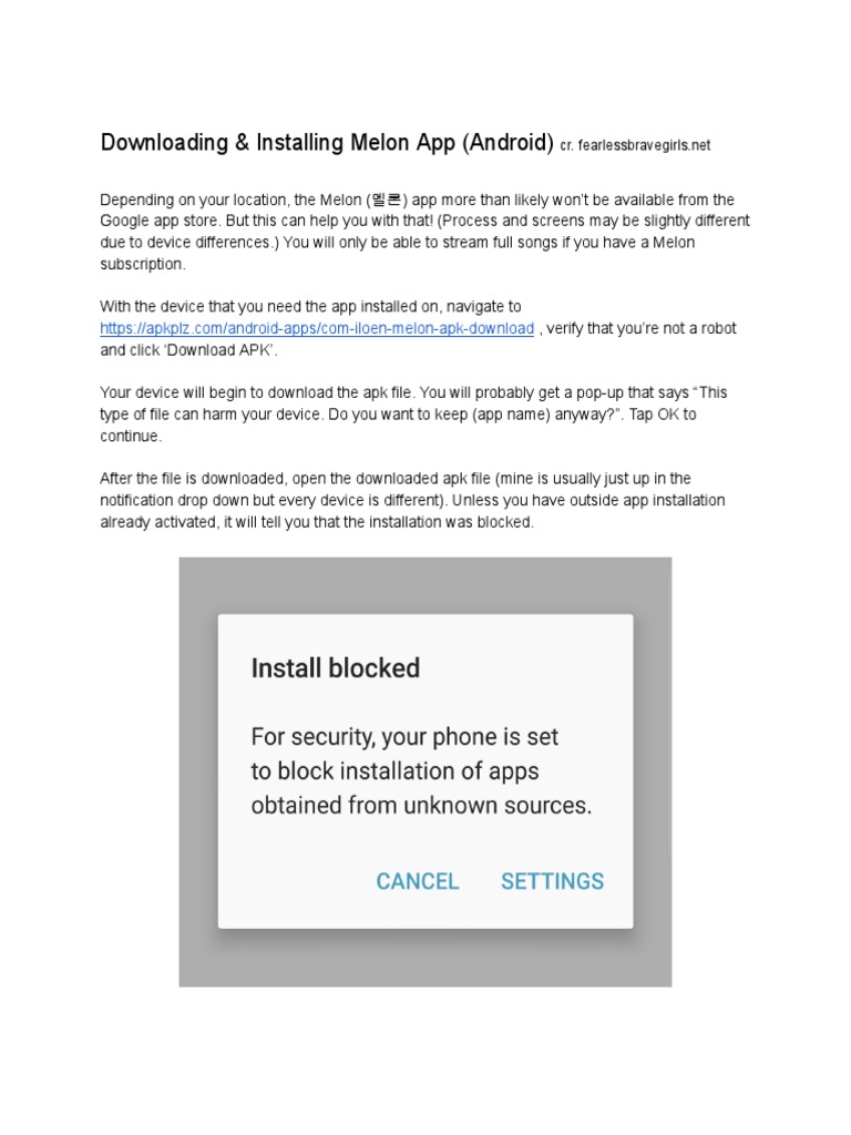 Installing MelOn App (Android) PDF Mobile App Android (Operating