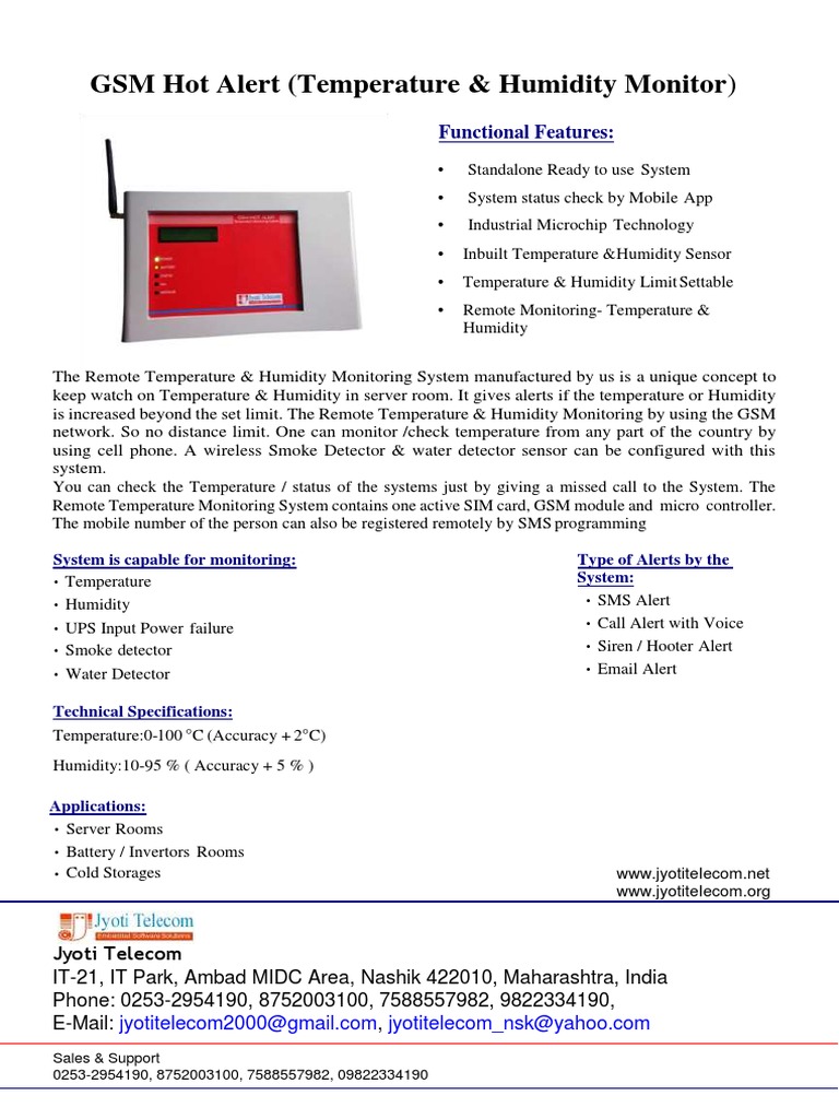 Temperature and Humidity Monitoring System | PDF | Mobile Phones | Sensor