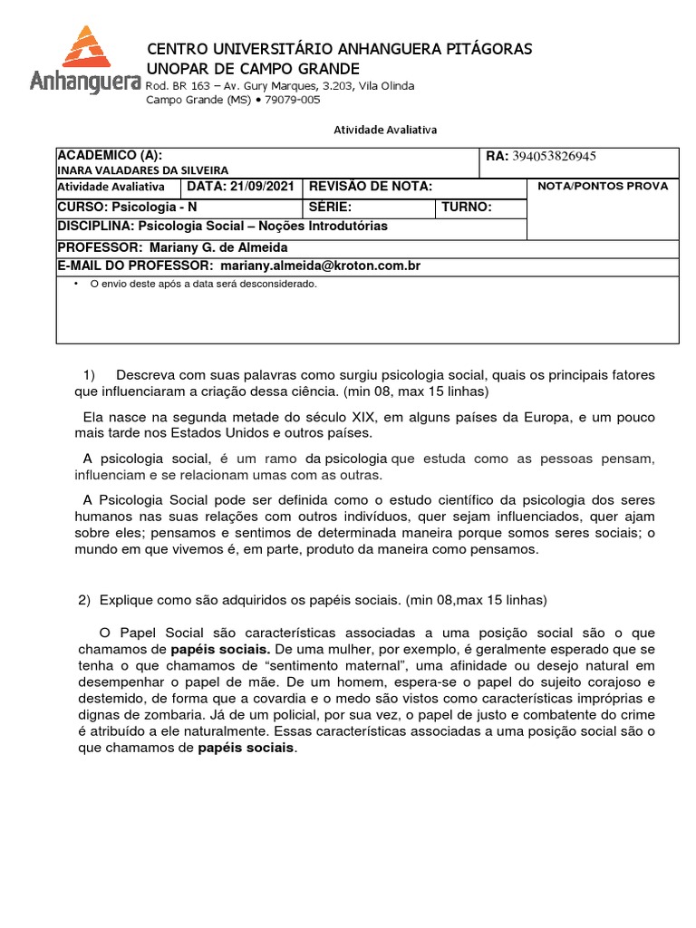 Atividade Avaliativa Mariany PDF