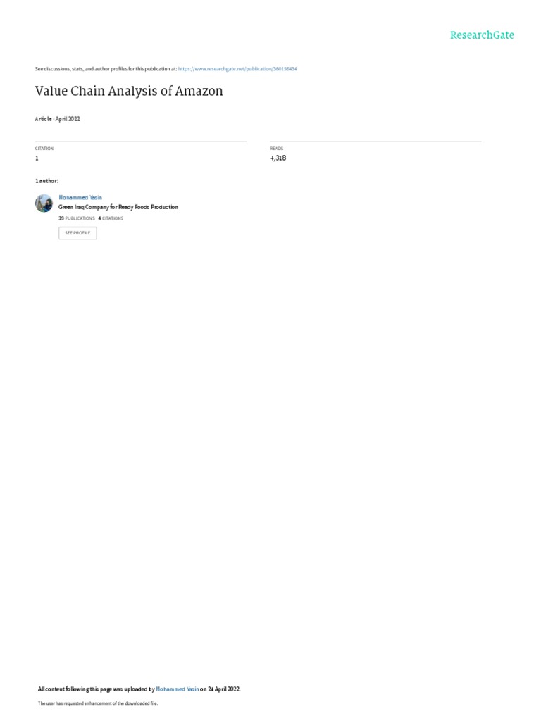 Value Chain Analysis of Amazon Download Free PDF Value Chain
