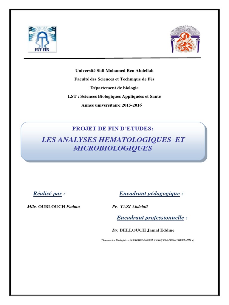 Les analyses hématologiques et microbiologiques - OUBLOUCH Fadma (1) | PDF