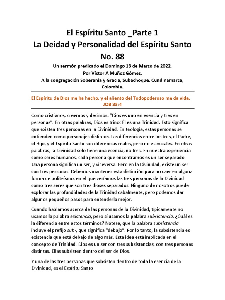 El Espíritu Santo - Parte 1 | PDF | espíritu Santo | Dios