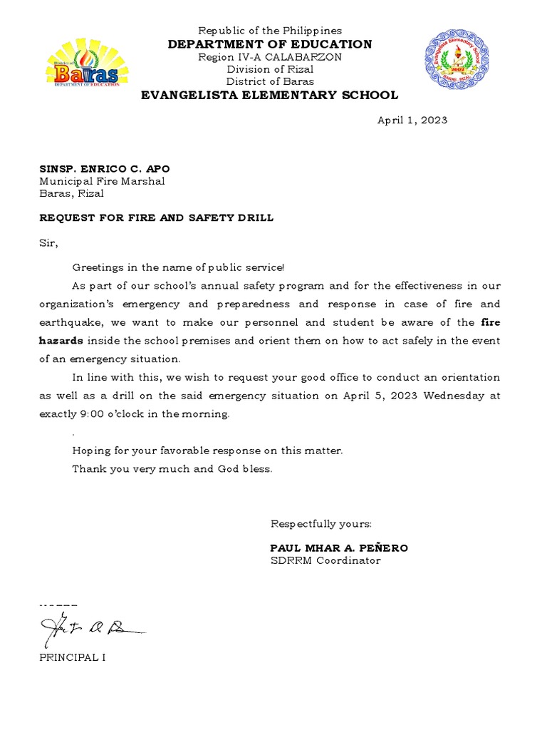 FIRE DRILL REQUEST PDF