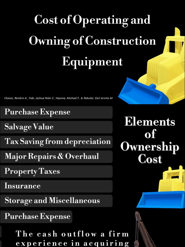 Owning & Operating of Equipment PDF Depreciation Expense