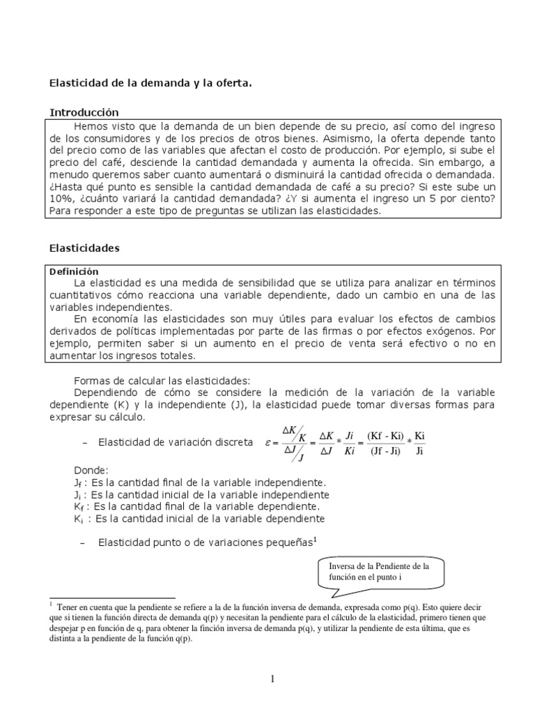 Elasticidad de la Demanda y Oferta en Economía | PDF | Elasticidad ...