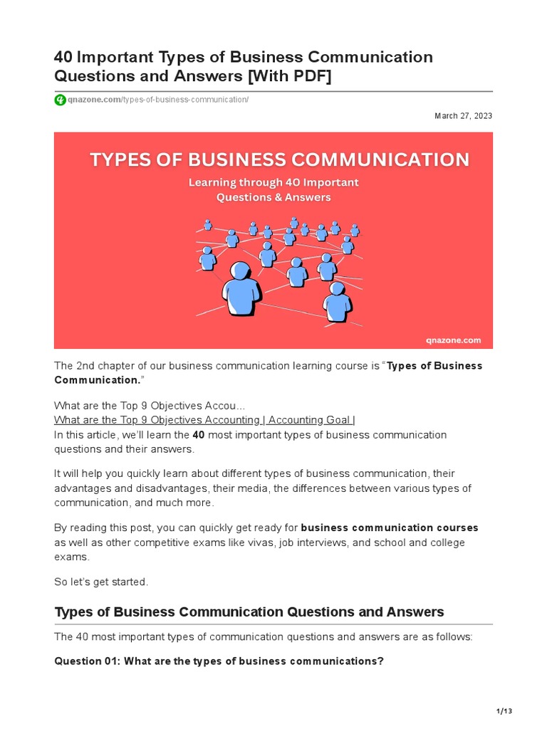 40 Important Types of Business Communication Questions and Answers With