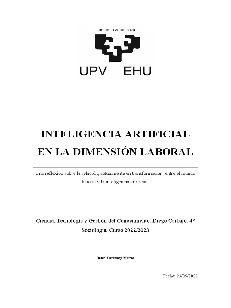 Impacto de la IA en el Trabajo Actual | PDF | Inteligencia artificial ...