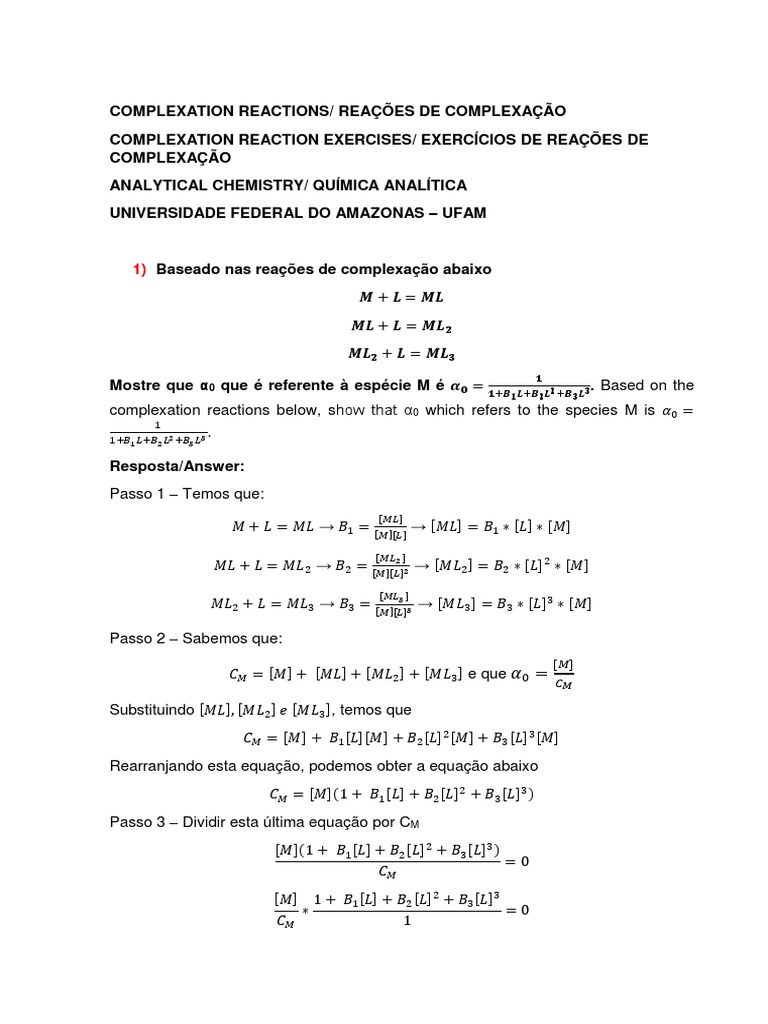 Reações de Complexação em Química Analítica | PDF | Ph | Análise