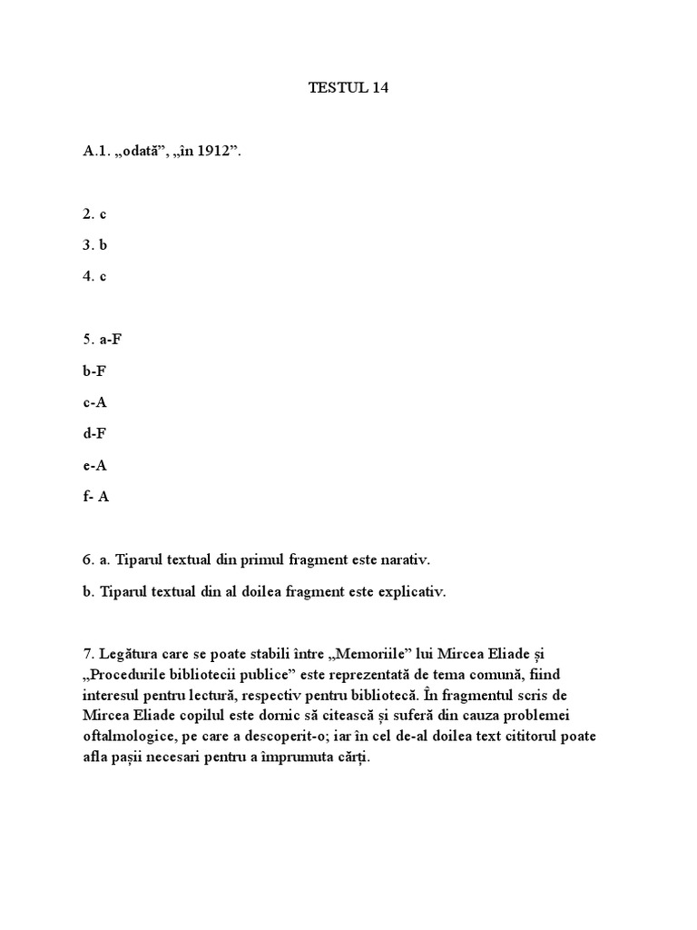 Testul 14 | PDF
