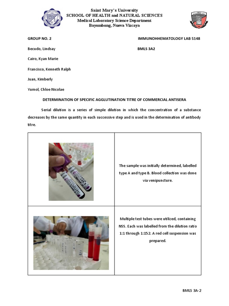 Serial Dilution PDF Concentration Blood Type