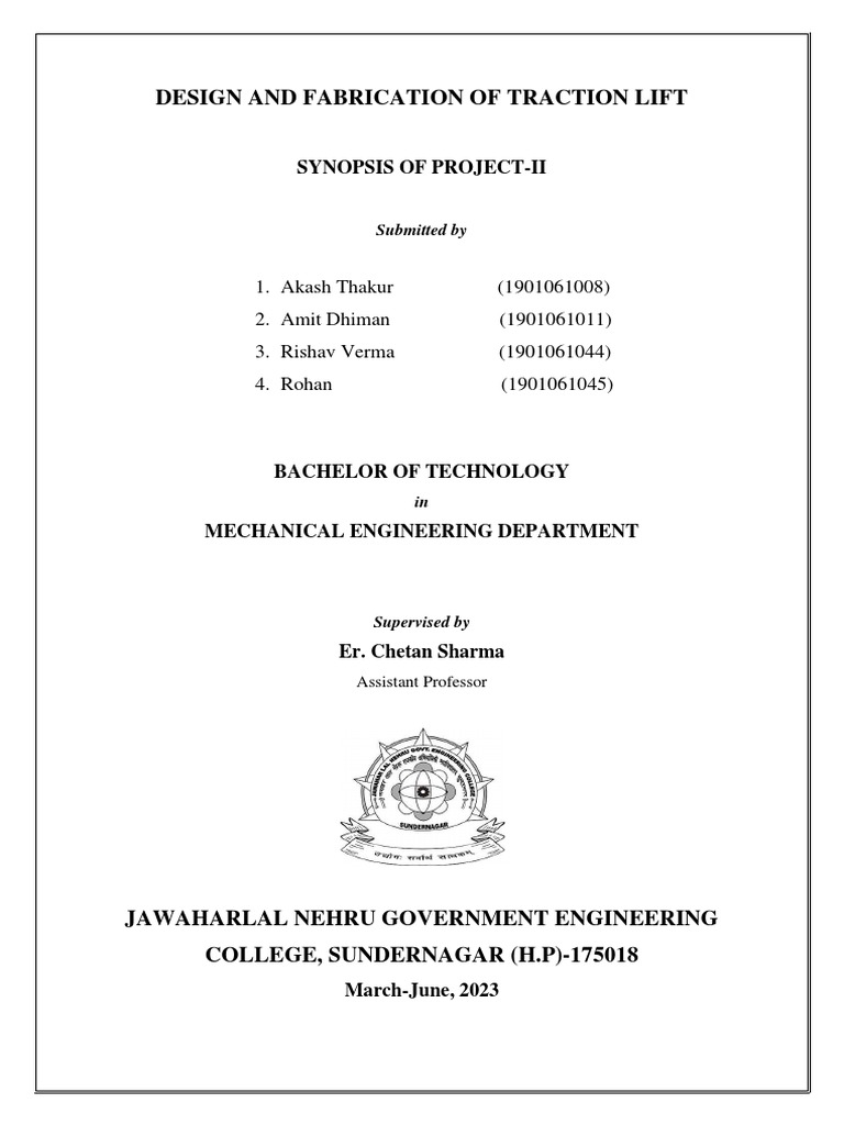 TRACTION LIFT (Project) | PDF