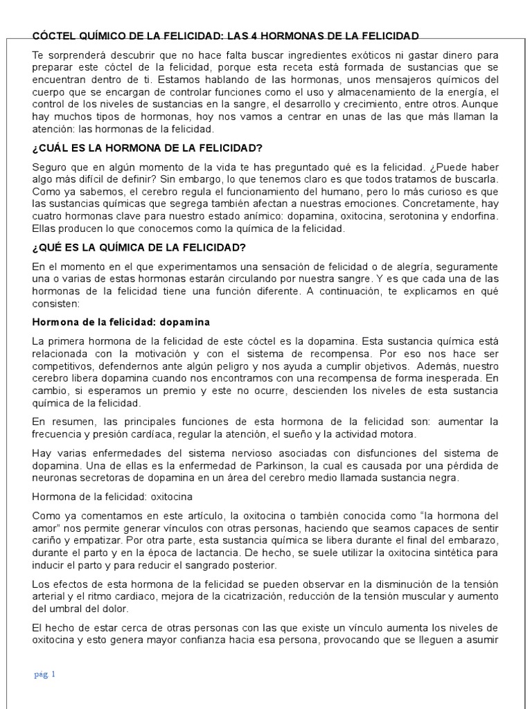 Cóctel Químico de La Felicidad | PDF | Serotonina | Hormona