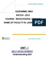 Programme: Mba BATCH - 2012 Course: Behavioural Science Name of Faculty:Dr Jaideep Kaur