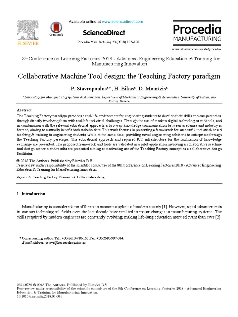 Collaborative Machine Tool Design The Teaching Factory Paradigm PDF