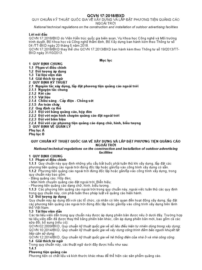 QCVN 17 2018 BXD National Technical Regulations On The Construction and