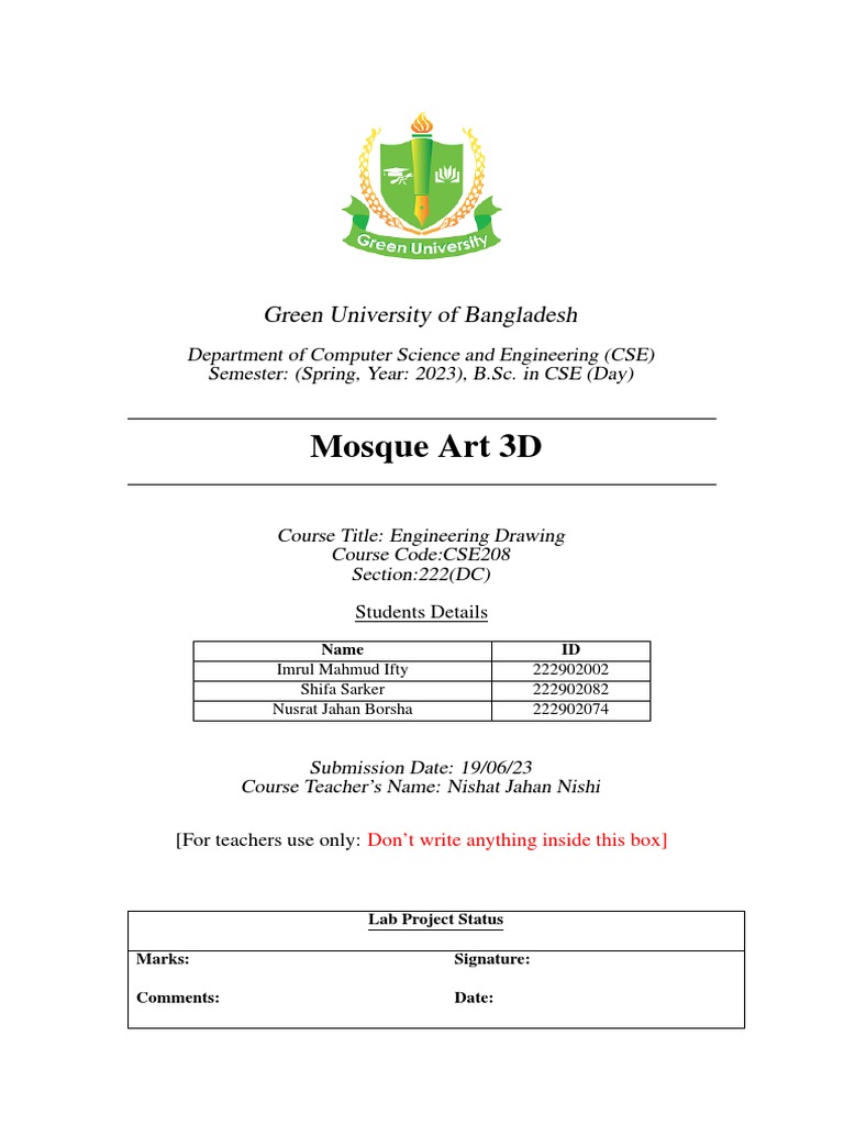 3D Mosque Project Report Latex PDF | PDF | Mosque | 3 D Computer Graphics
