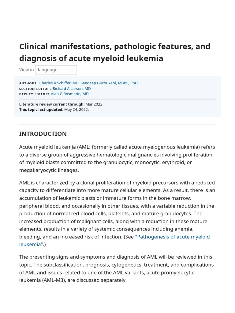 Clinical Features of Acute Myeloid Leukemia | PDF | Clinical Medicine ...