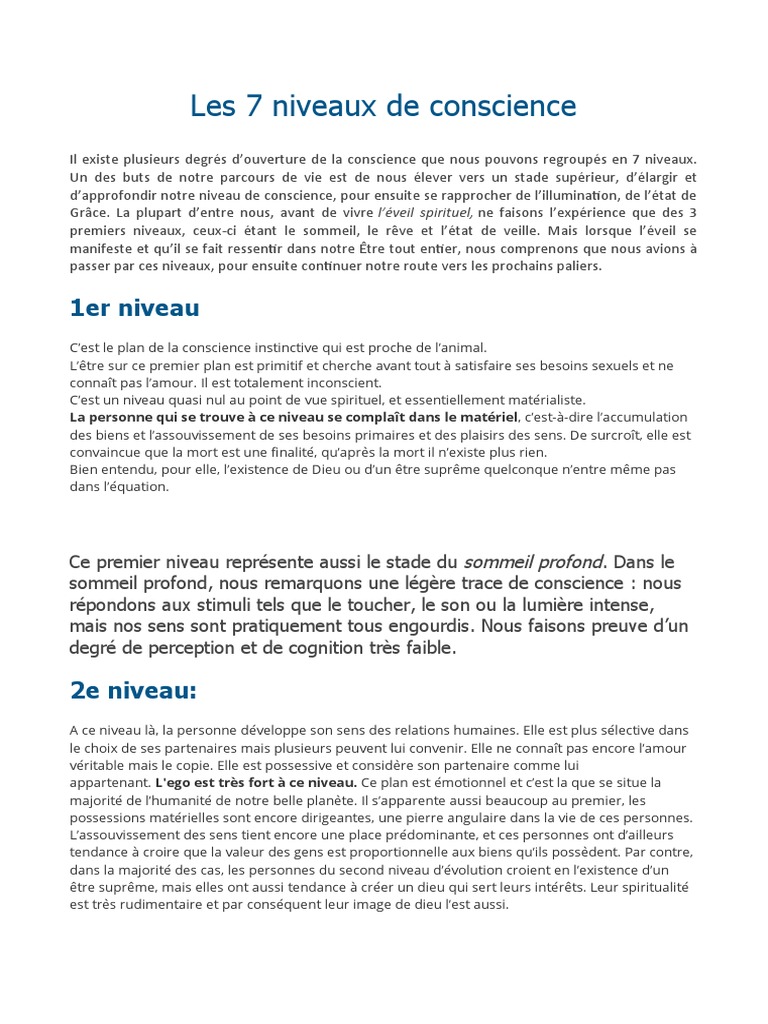 Les 7 Niveaux de Conscience | PDF | Conscience | Dieu