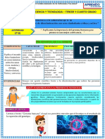 Experiencia de Aprendizaje 1 - Ciencia y Tecnologia - Actividad 2 - Tercero y Cuarto Grado - 2022