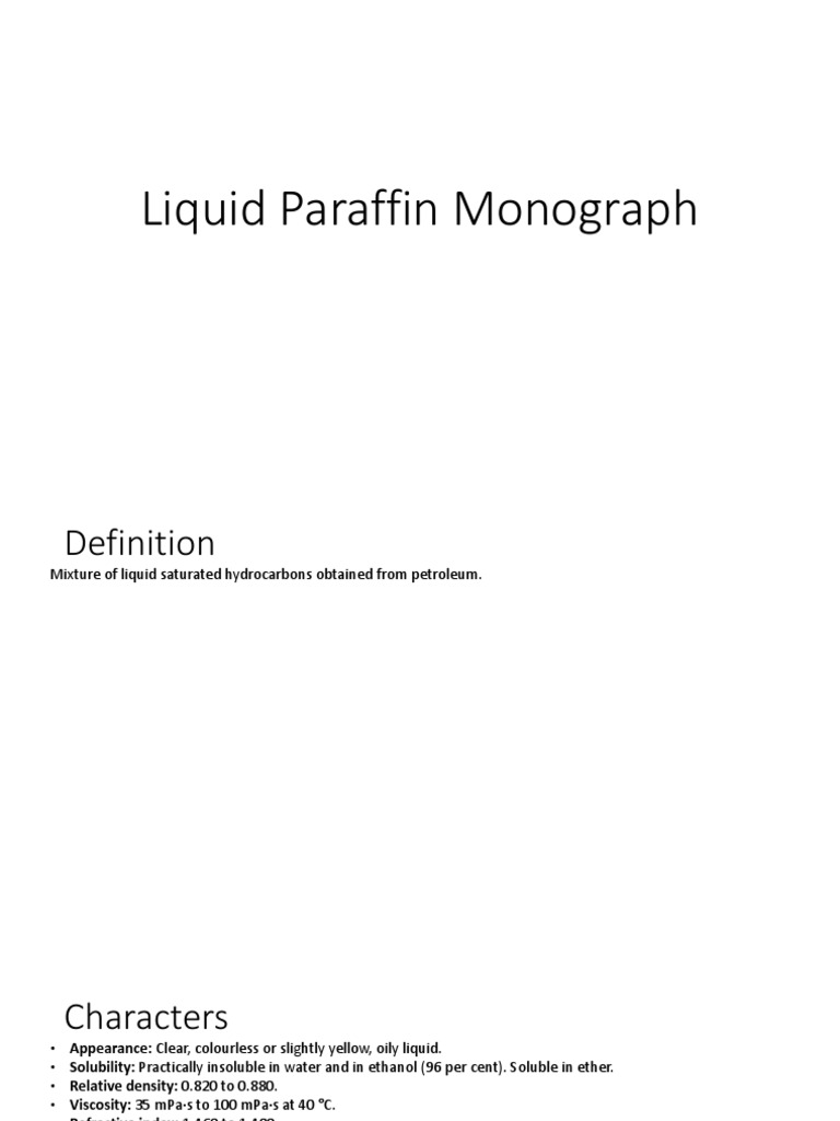 Liquid Paraffin Monograph PDF Solubility Hydrocarbons