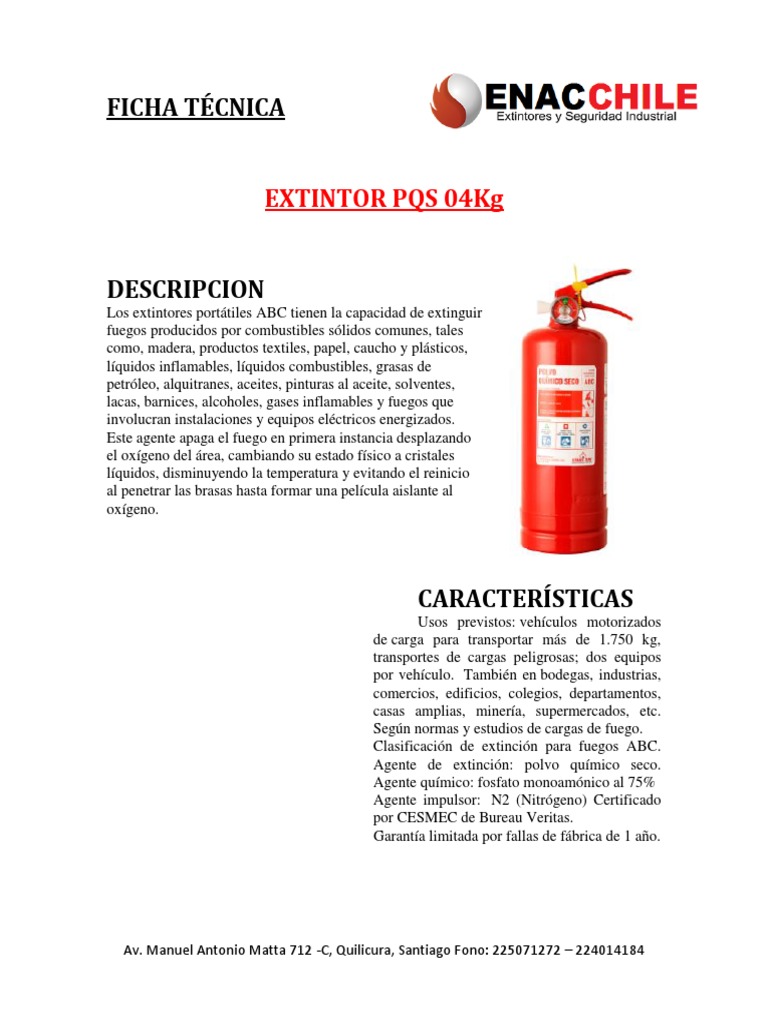 Ficha Tecnica Extintor | PDF