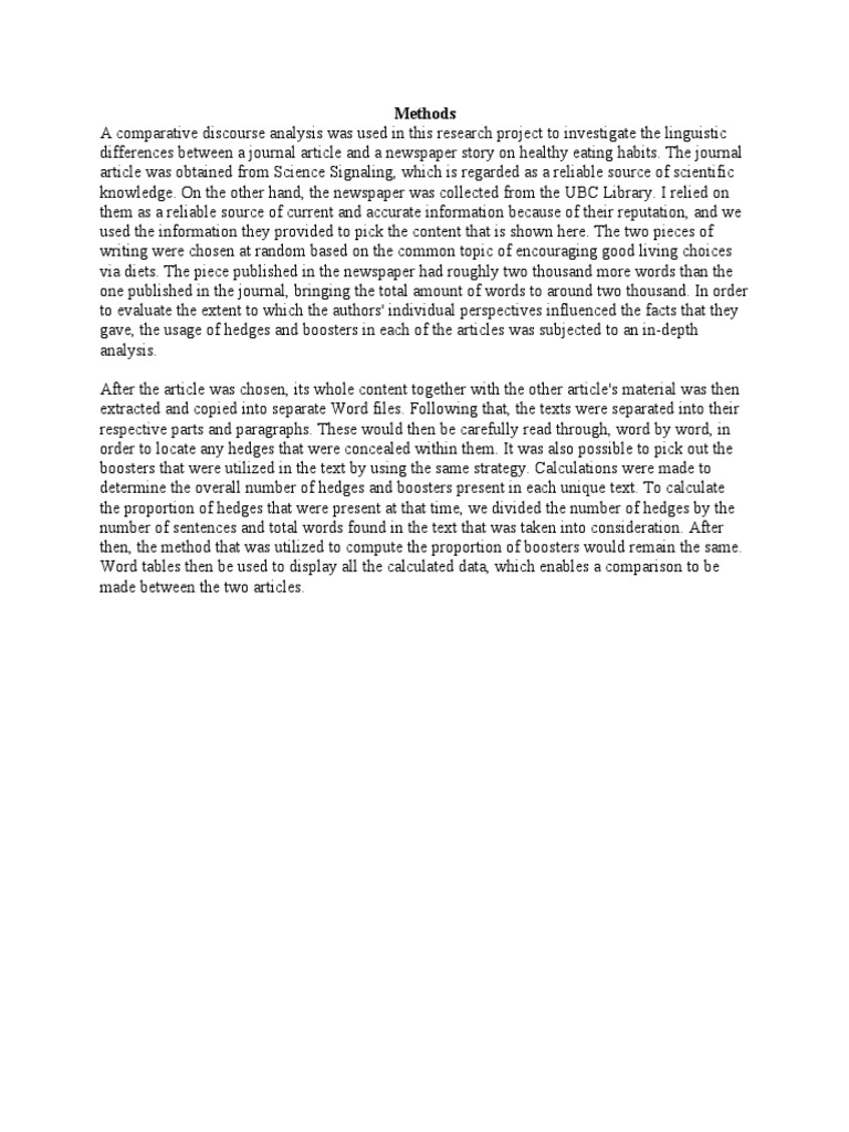 Discourse Analysis of Healthy Eating | PDF | Science & Mathematics