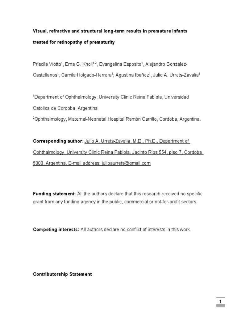 Long-Term Visual and Anatomic Results in Treated ROP-JUZ 11-10-22 | PDF ...