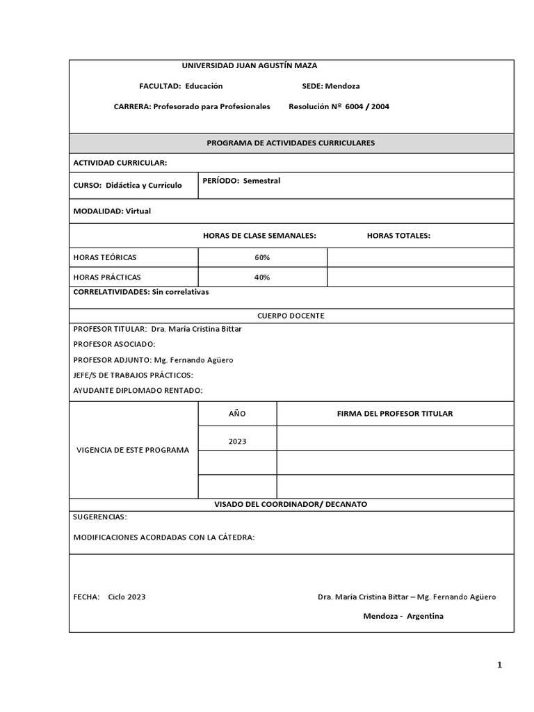 Programa - Condiciones de Cursado - Regularización y Acreditación de La ...