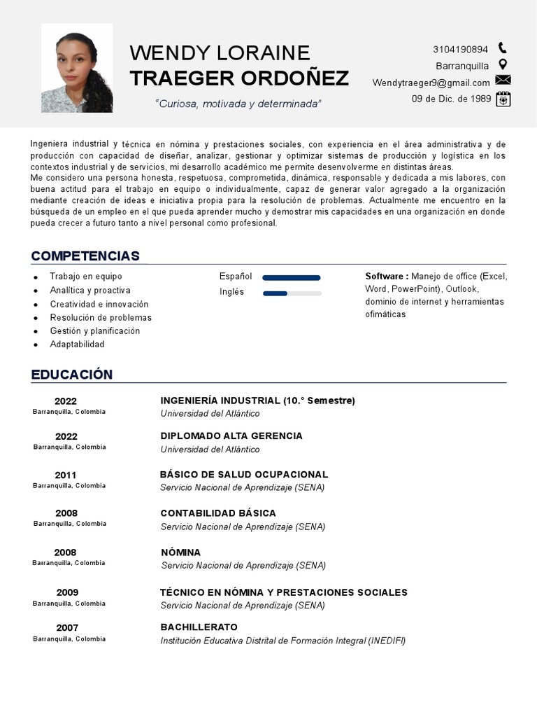 56 Curriculum Vitae Academico | PDF | Colombia | Ingeniería Industrial