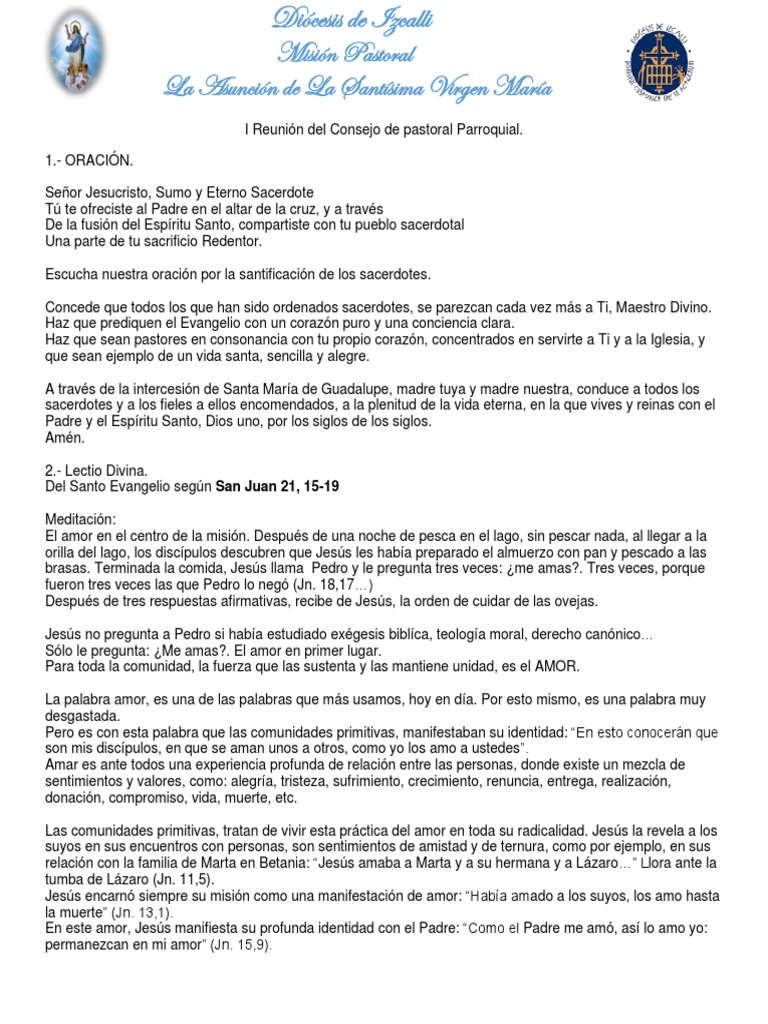 I Reunión Del Consejo de Pastoral Parroquial | PDF | obispo | Iglesia ...